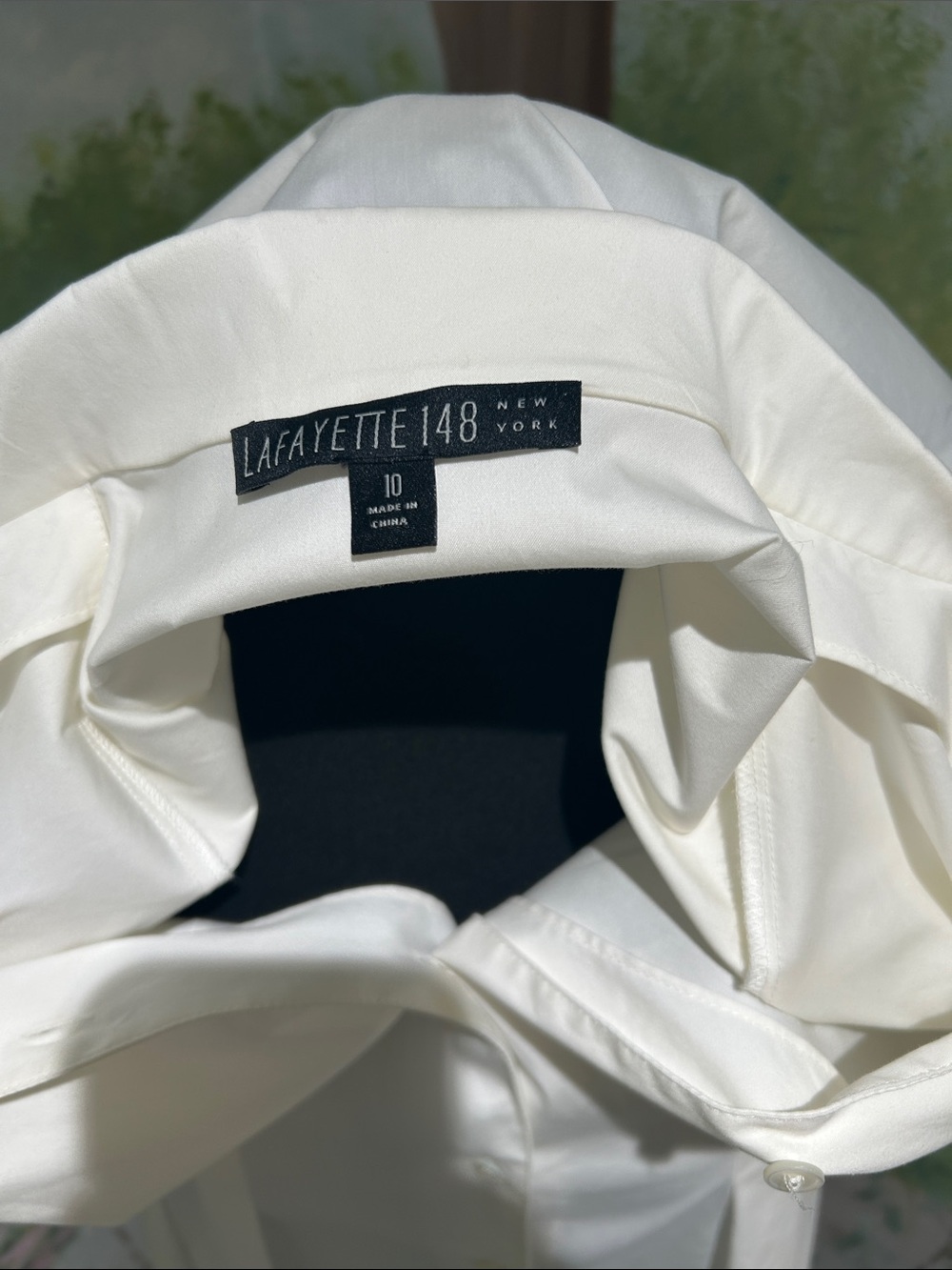 Vintage Lafayette 148 New York White Pleated Wrap Tie Waist Button-Down Shirt - Picture 9 of 10